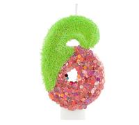 Bougie Numéro 6 d'Anniversaire Chiffre à Paillettes Style Pixel, Décoration de Gâteau pour Fête de Garçon, Thème Jeu Vidéo, Décor Gateau Anniversaire Enfant Toutes Années