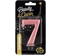 Bougie numéro 7, or rose métallique, 8 cm