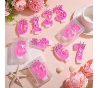 Bougie Numéro D'anniversaire, 7,3cm Bougies Numérotées Roses À Paillettes Avec Papillon Et Couronne Strass Bougies Numérotées D'anniversaire Décorations D'anniversaire Parfaites(Numéro 5)[Z961]