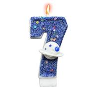 Bougie numéro d'anniversaire,bougies d'anniversaire, Bougies d’anniversaire Blue Space Planet, Décoration de gâteau sur le thème des réunions, bougies décoratives de fête pour fournitures de célébrati