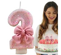Bougie numéro d'anniversaire, bougies numérotées pour gâteaux d'anniversaire - Bougies d’anniversaire roses Bowknot - Fournitures de décoration de fête à thème de réunions, garniture de gâteau pour an