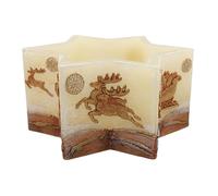 Bougie pailletée de qualité supérieure faite à la main - Bougie en cire - Bougie décorative - Bougie de table - Bougie de Noël - Bougie de maison avec décoration de renne - Dans un ton doré vanille