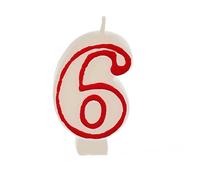 Bougie Papstar numéro six blanche avec bord en cire rouge 7,3 cm de haut