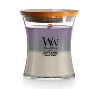 Bougie parfum e WoodWick Amethyst Sky Trilogy en forme de sablier de taille moyenne. Cr pite en br lant. Id ale pour offrir. 9,7 oz.