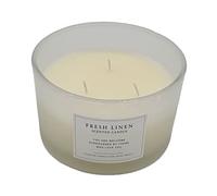 Bougie parfumée à 3 mèches dans un verre de 13 cm - Parfum de linge frais - Bougie d'ambiance dans un verre dépoli avec couvercle en liège - Parfum bougie décorative de Noël cadeau de Noël