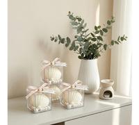 Bougie parfumée à la cire de soja en forme de coquillage élégant, contenant un parfum d'hibiscus, décorée de perles, décoration de pièce esthétique, faveur de mariage, cadeau de shower de mariée, cade