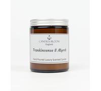 Bougie parfumée à l'encens et à la myrrhe en pot d'ambre 180 ml - Durée de combustion de 35 heures - Respectueux de l'environnement