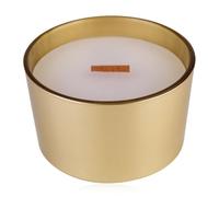 Bougie parfumée Accentra dans un verre rond avec une mèche en bois, 440 g, couleur : or, parfum : vanille, bougie décorative pour Noël, cadeau pour femme