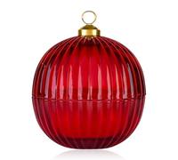 Bougie parfumée Accentra dans une boule en verre rouge avec couvercle, 150 g, parfum : pomme cannelle, bougie décorative de Noël, cadeau pour femme, décoration de Noël rouge, boule de sapin de Noël