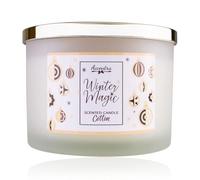 Bougie parfumée Accentra WINTER MAGIC en verre avec couvercle doré pour femme, parfum : Ambre & Vanille, bougie décorative pour Noël, cadeau & décoration, couleur : blanc