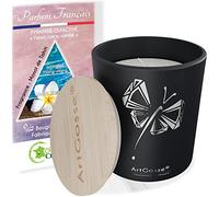 Bougie parfumée ArtGosse ® 50H et Rechargeable + coffret CADEAU en Bois • Noir & Argent 360g • Made in FRANCE (Monoï de Tahiti)