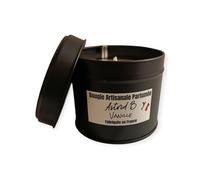 Bougie Parfumée Artisanale, 250ml, Cire de Soja 90% & Stéarine Naturelle 10%, Boîte Métallique Noire Réutilisable, Sans CMR, Fabriquée en France Nord, Éco-responsable, Plusieurs Parfums (Vanille)