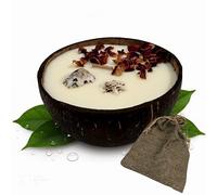 Bougie parfumée artisanale en noix de coco - Cire de soja 100% végétale, ~40 h - Végan, sans phtalates/CMR - À planter (graines + terreau inclus) - FLOREA - Arôme: (Fleur de Tiaré)