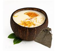 Bougie parfumée artisanale en noix de coco - Cire de soja 100% végétale, ~40 h - Végan, sans phtalates/CMR - À planter (graines + terreau inclus) - FLOREA - Arôme: (Fleur d’Oranger)