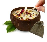 Bougie parfumée artisanale en noix de coco - Cire de soja 100% végétale, ~40 h - Végan, sans phtalates/CMR - À planter (graines + terreau inclus) - MAFLOREA - Arôme: (Fruits Exotiques)