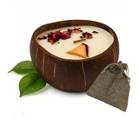 Bougie parfumée artisanale en noix de coco - Cire de soja 100% végétale, ~40 h - Végan, sans phtalates/CMR - À planter (graines + terreau inclus) - FLOREA - Arôme: (Pomme d’Amour)