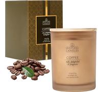 Bougie parfumée au café - Bougie en pot givré de 275 g avec mèche en bois, présentée dans un coffret cadeau - Bougie parfumée au café