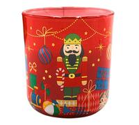 Bougie parfumée au motif casse-noisette, bougie décorative avec mèche en bois, dans un verre, senteur orange cannelle et pomme cuite, en rouge, 8 x 8 x 8 cm, durée de combustion : environ 35 h.