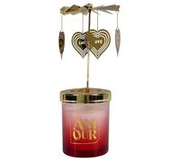 Bougie parfumée avec carousel de coeur (H16 cm) collection amour senteur rêve poudré