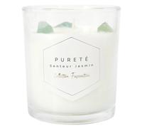 Bougie parfumée avec pierres 35h FASCINATION à la cire de paraffine senteur jasmin