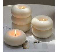 Bougie parfumée blanche, forme unique de beignet, faite de cire de soja, combustion longue durée, flamme propre et lumineuse, décoration élégante et moderne pour la maison, décoration de table, convie