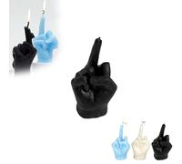 Bougie parfumée doigt d'honneur - 9 x 6 cm - Cire de soja en forme de main - Aromathérapie - Cadeau unique - Décoration d'intérieur - Noir