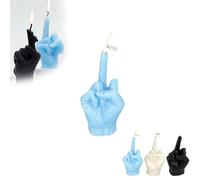 Bougie parfumée doigt d'honneur en cire de soja en forme de main - 9 x 6 cm - Aromathérapie - Cadeau unique - Décoration d'intérieur (bleu)