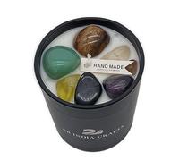 Bougie parfumée en bois de santal aux 7 chakras - Fabriquée à la main - 220 g - Cire de soja - Dans un verre - Harmonie amour méditation