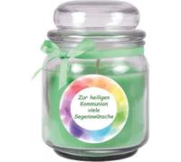 Bougie parfumée en pot de bonbon Design : Communion, Coco ( vert ) - 300g
