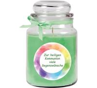 Bougie parfumée en pot de bonbon Design : Communion, Coco ( vert ) - 500g