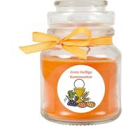 Bougie parfumée en pot de bonbon Design : Communion, Melon ( Orange ) - 120g