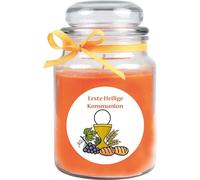 Bougie parfumée en pot de bonbon Design : Communion, Melon ( Orange ) - 500g