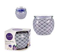 Bougie parfumée en pot en verre odeur de tarte aux myrtilles.