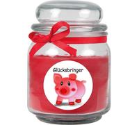 Bougie parfumée en verre à bonbons Design : Bonne chance, Rose ( rouge ) - 300g