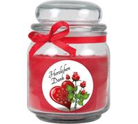 Bougie parfumée en verre à bonbons Design : Merci, Rose ( rouge ) - 300g