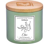 Bougie parfumée en verre, olive, cire de colza 100% végétale, KERZENFARM HAHN, aux huiles essentielles pures, durée de combustion env. 17h