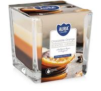 Bougie parfumée en verre trois couleurs JAK32H CHOCOLAT - ORANGE