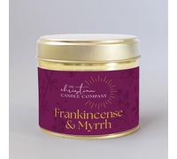 Bougie parfumée encens et myrrhe dans une boîte en métal