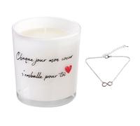 Bougie parfumée fleurs de printemps MALAGA blanche + bracelet surprise