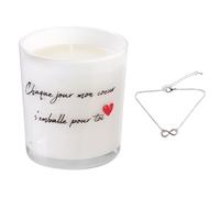Bougie parfumée fleurs de printemps MALAGA blanche + bracelet surprise