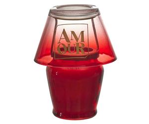 Bougie parfumée forme de lampe collection AMOUR cire de paraffine senteur rêve poudré rouge