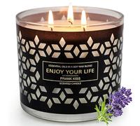 Bougie Parfumée Grande en Bocal à 3 Mèches 14 oz Cire de Soja Aux Huiles Essentielles Lavande et Bois pour Parfum D'intérieur Coffret Cadeau pour Femme Jusqu'à 75 Heures Bougie D'aromathérapie