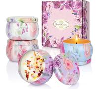 Bougie parfumée - HAOPYOU - Lot de 4 - Cire de soja naturel - Parfums variés - Coffret cadeau