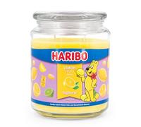 Haribo Bougie parfumée en verre, avec couvercle, aux fruits de citron, longue durée de combustion (100 heures), cadeaux pour femmes, grande taille, 510 g