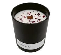 Bougie Parfumée LÜM en Verre - Cire de Soja 100% Végétale, Mèche en Bois, Fleurs Séchées - Artisanale & Éco-Responsable - Fabriquée en France, 200g (Monoï)