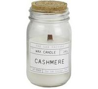 Bougie parfumée Mèche bois Senteur Cachemire 14cm Blanc G