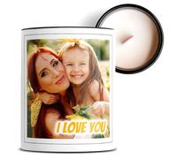 Bougie parfumée personnalisée avec photo - cadeau femme personnalisé noël saint valentin anniversaire - céramique - 100% Cire de soja - 50h de combustion.