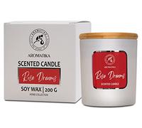 Bougie Parfumée Rêves Roses - Bougie Huiles Essentielles - Bougie de Cire de Soja - Bougie Aromathérapie Luxe et Sensuelle - Temps de Combustion Jusqu'à 45 Heures - Bougie Parfumée en Jarre
