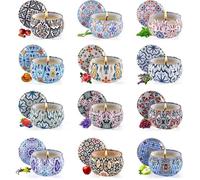 Bougie Parfumée - TWINBIRD - Coffret Cadeau - Cire de Soja - 12 Parfums - Longue Durée