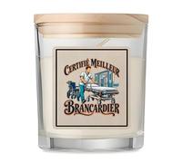 Bougie Parfumée Vanille Certifié meilleur brancardier | Verre 8,5 cm Couvercle Bambou et Boîte Cadeau | Déco Salon Chambre Détente | Idée Cadeau Soignant Crémaillère Noël